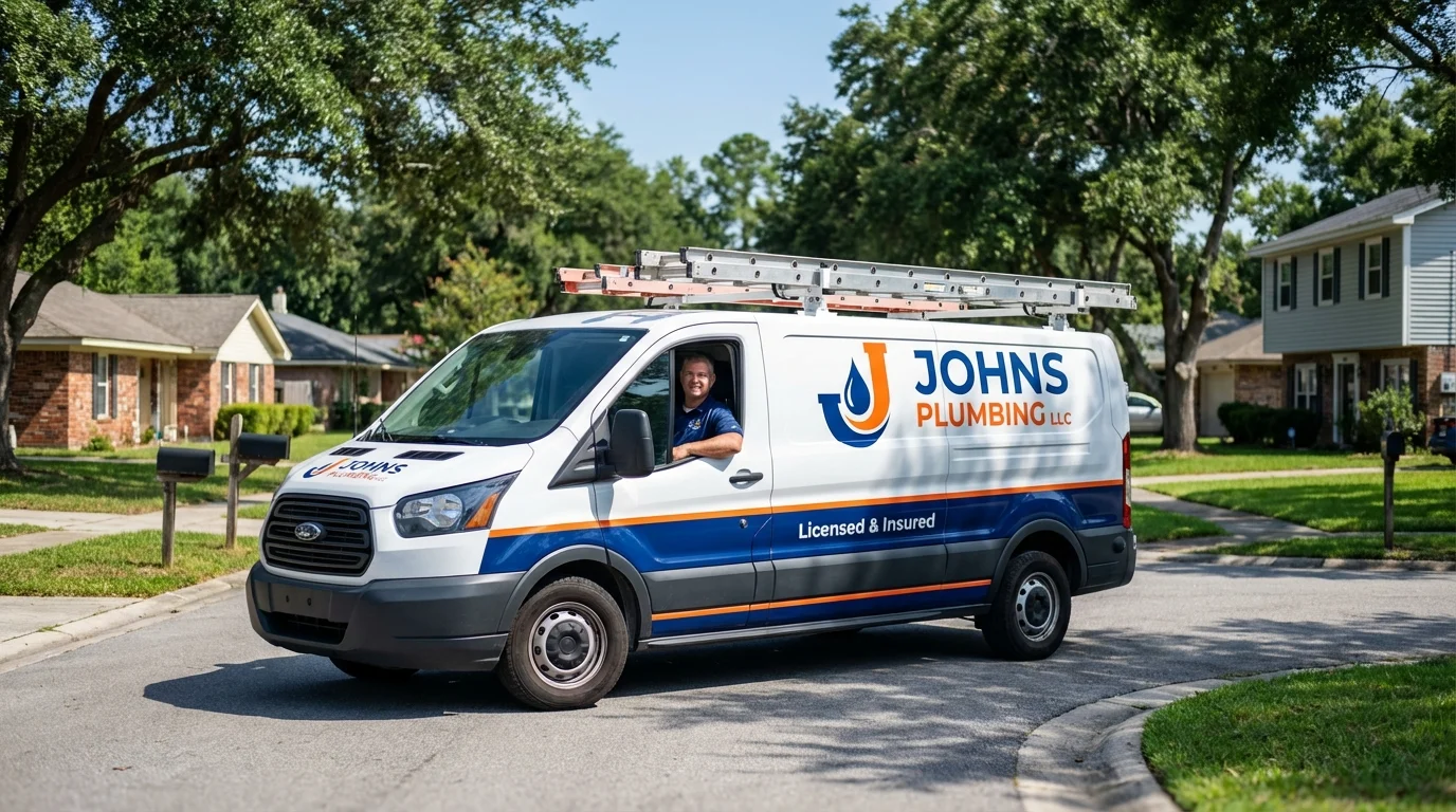 Johns Plumbing LLC service van in East Greenville, PA