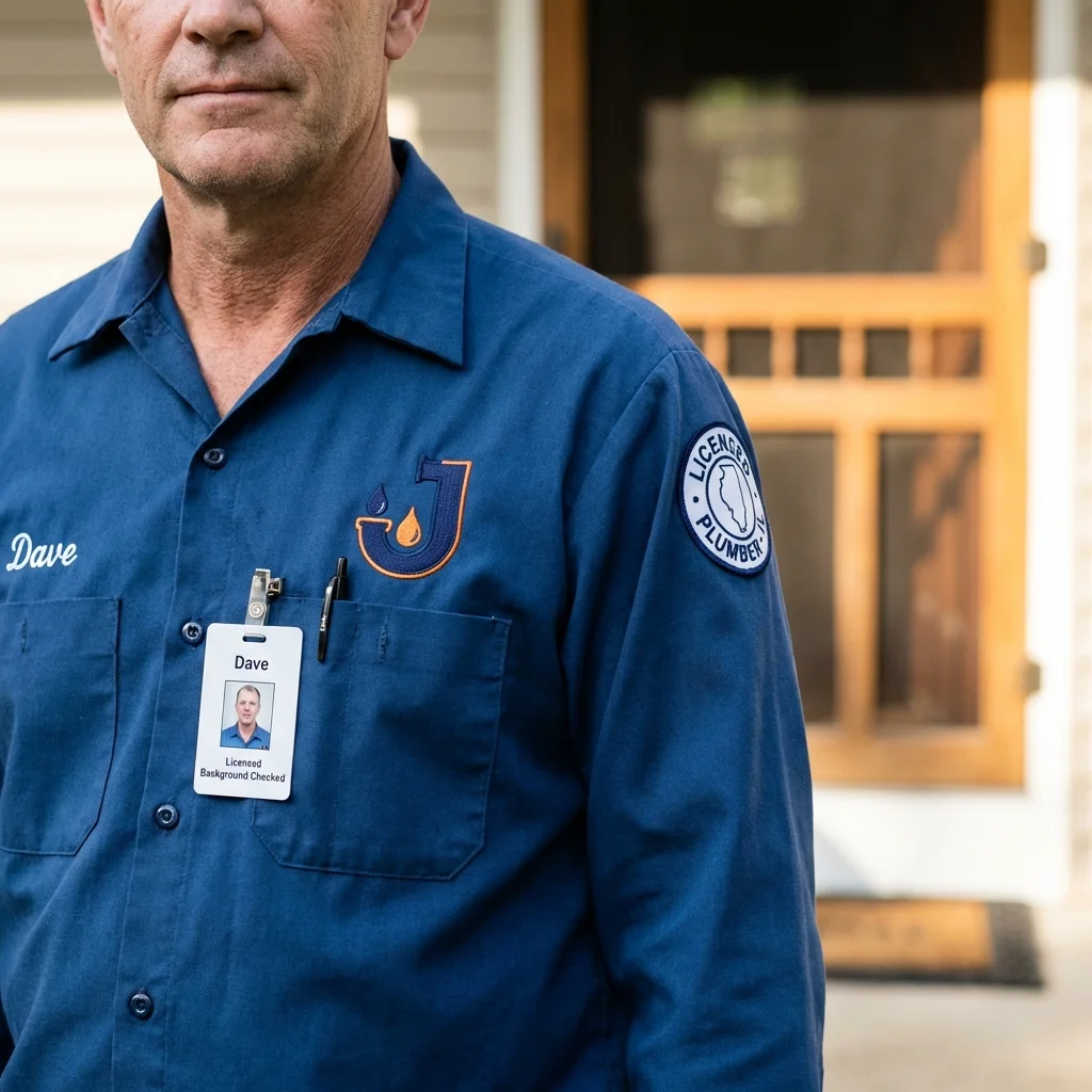 Licensed plumber showing ID badge in East Greenville, PA