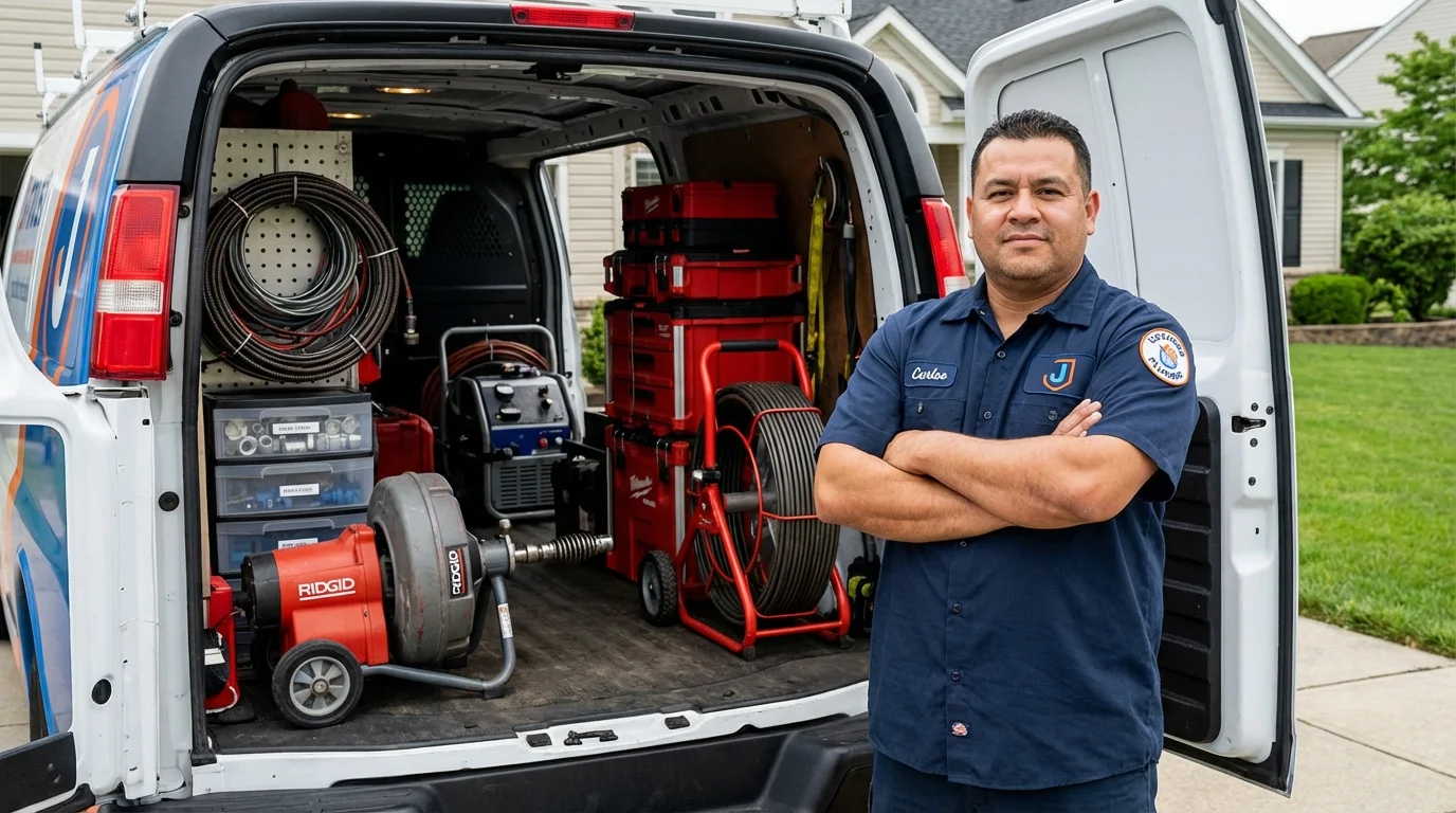 Professional drain cleaning equipment and Johns Plumbing LLC plumber in East Greenville