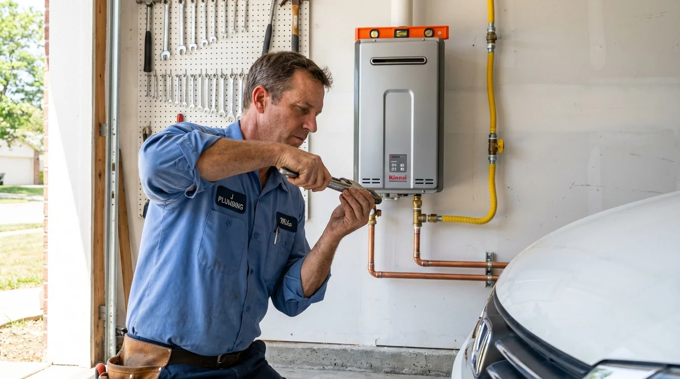 Tankless water heater installation by a Johns Plumbing LLC plumber in East Greenville